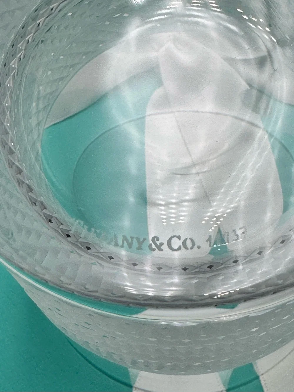 NEW - Tiffany & Co. Diamond Point Lead Crystal Glass Double Old Fashioned 4”